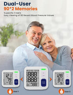 Blood Pressure Monitor Upper Arm Monitors for Home Use, Automatic Accurate BP Machine with 9"-17" Adjustable Cuff, 4" LCD Screen Home Hypertension Detector, 2 x 90 Memory & HR Detection, Storage Bag