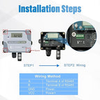 Tzone RS485 Temperature Humidity Sensor Modbus RTU Temp Sensor Digital Industrial Temp and Humidity Transmitter Wall Mounted,-40℉ to 257℉ Temperature Probe Analog Moisture Monitor Greenhouse Grow Tent