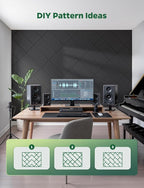 Topnaca Decorative Acoustic Soundproof Walls Panels for Room, 12 Pack Blcak Self Adhesive Sound Absorbing and Noise Reducing Tiles for Studio, Bedroom, Home Office, Ceiling, Pared, 12"x12"x0.4"