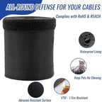 Flauzmann 1" - 6.6FT Chew Proof Cord Protector from Pets, Black Heavy Duty Dog & Cat Cable Sleeve Cover - Flexible Split Sleeve for Home, Office, Automotive Wires