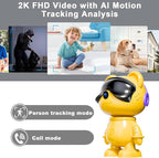 dzcctvipc-Cute Bear-2K Smart-Robot Security-Camera Wireless - Nanny & Pet Motion Monitor with Mobile App,Baby Cry Detection Alarm,5G Dual-Band,Pan-Tilt,Full HD Night Vision,24/7 Recording,2-Way Audio