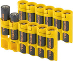 Storacell Slimline AA-6 Battery Storage Caddy and Dispenser (Pack of 2), Yellow, Holds 6 AA Batteries (Not Included), Durable & Compact Design, The Original Battery Caddy, Made in The USA