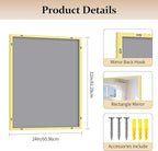 Gold Bathroom Mirror for Wall, 24x32 Inch Rectangle Mirror with Metal Frame, Modern Vanity Mirrors for Bathroom Living Room, Entryway Hangs Horizontal or Vertical