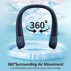 BIRDDIE Portable Bladeless Hanging Neck Fans with Screen Display and 5 Speeds Levels, USB Rechargeable, 360° Cooling Wearable Personal Fan for Work Travel Sport Outdoor (Blue)