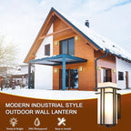 EERU Outdoor Porch Light Wall Mounted Waterproof Wall Lantern Exterior Light Fixture for Entryways Yards Garage Front Porch, Square Metal Frame with Frosted Glass, Black