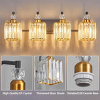 BBLLWJ Black and Gold Bathroom Lights Fixture 4-Light Bathroom Light Gold Brushed Brass Finish Crystal Vanity Light Fixtures Modern Bathroom Light Fixtures Over Mirror