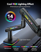 HUANUO TitanLift Monitor Arm for Ultrawide Screens up to 49″, Heavy-Duty Single Mount Holds 44 lbs, Fully Adjustable Gaming Monitor Arm with C-Clamp & Grommet Base, Max VESA 100 x 100mm, RGB