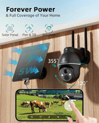 ZUMIMALL 4G LTE Cellular Solar Security Cameras Wireless Outdoor, 3MP No WiFi Cameras for Home Security, 360° Live View, 2K Color Night Vision, PIR Motion Sensor, 2 Way Talk, Built in SIM Card