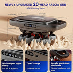 Fakosre Upgraded 20-Head Massage Gun Set, Multi Head Massage Gun with 3 Modes & 30 Levels Intensities, Deep Tissue Massager Muscle Massage Guns for Body Muscle Pain Relief