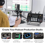 MAONO Audio Interface, MaonoCaster 10-Channel Podcast mixer with Pro-preamp, 48V Phantom Power, Bluetooth, 11 Customize sound pads for Recording, Streaming, Youtube, TikTok, PC, Guitar (AME2)