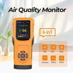 Portable 6-in-1 Air Quality Monitor Indoor Air Quality Tester Air Quality Meter with CO2 TVOC PM2.5 PM10 Particles AQI Detector for Cars Home School Office 3000mAh Battery