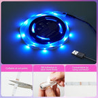 Timelux 20ft LED Strip Lights Color Changing Mood lamp USB 5V Operated RGB 5050 LED Tape Lights Bedroom, Kitchen Cabinet Light with IR Remote Controller and Dimmable