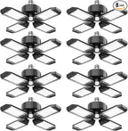 CHENGCHILIT Garage Light - 8PACK 130W 13000LM Deformable 4+1 Panel LED Garage Ceiling Lights with LED Transformer, E26/27 Base, 6500K Daylight White Shop Light for Factory, Storage Room, Warehouse