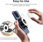 Fill Light for Magsafe LED Phone Light Attachment Selfie Ring Light Brightness Adjustable Compatible w Magsafe for iPhone Smartphone Vlogs/Photography/Video Conference Color White