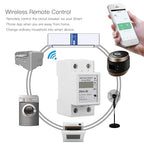 WiFi Smart Energy Monitor Switch Meter, Compatible with Alexa Google Home, Remote Control with Smart Life/Tuya App, Din Rail Tester Current Voltage Amperage Power Meter AC 110-230V 60A Multimeter
