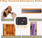 NOAA Weather Radio AM/FM/Shortwave, 5 Way Powered Emergency Radio 5000mAh/18500mWh Battery Backup Solar Crank, Portable Phone Charger with LED Flashlight, Reading Lamp and SOS Alarm for Survival