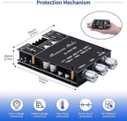 ARRAROWN ZK-1002T PRO 2.0 Channel Bluetooth 5.0 Amplifier Board 200W HiFi Subwoofer Audio AMP with Treble and Bass, BT USB and AUX Inputs, DC 12-24V 2.0 Channel Stereo AMP Module for DIY Speakers