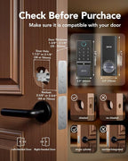 Devo G3 Fingerprint Smart Door Lock, Keyless Entry Door Lock, App Control, Smart Locks for Front Door, Smart Deadbolt Lock, Built-in Wi-Fi, Touchscreen Keypad, 8 Months Battery, IP54 Waterproof