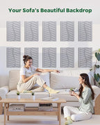 Topnaca 6 Pack Acoustic Panels Sound Absorbing for Home Theater Walls, Decorative Gray Self-Adhesive Leaf Textured Art Ceiling Tiles - Acoustical Treatments for Recording Studio Door 17"×12"×0.4"