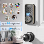 Ulecoce Fingerprint Keypad Deadbolt with Handle Set, Keyless Entry Door Lock, Door Locks for Front Door Lock Set, App Control, Auto Locking, Easy to Install, Oil Rubbed Bronze