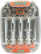 Dlyfull 4 Bay AA AAA Battery Charger with Temperature Monitoring, Independent Slots for 1.5V Lithium & 1.2V NiMH NiCd Rechargeable Batteries, Cable Included