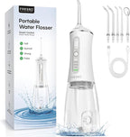 FRESKO Water Dental Flosser for Teeth, 300ML Cordless Flosser with Constant Pressure, Rechargeable Oral Irrigator Cleaner for Travel Home Use and Braces Care, IPX7 Waterproof, 5 Jet Tips