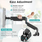 MOUNT PRO Single Monitor Mount for Max 43 Inch Ultrawide Computer Screen, Premium Aluminum Heavy Duty Monitor Arm Holds 6.6lbs to 33lbs, Gas Spring Full Motion Display Desk Stand, VESA Mount