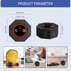 GuDoQi Digital Productivity Timer, Octagon Rotating Pomodoro Timers with Gravity-sensor, 1-3-5-15-30-60-90 Min Countdown, Portable Adjustable Sound Alert Multi Desk Timer or Study Task, Kitchen, Black