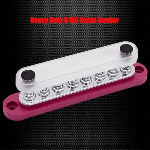 8 x M5 (#10) Studs Power Distribution Block Bus Bar 12V, Ampper 5.9" HD 120A Marine BusBar Battery Distribution Block W/Cover for Car Boat Solar (Red)
