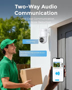 Devo Solar Security Camera Wireless Outdoor, 2.3K HD 360° PTZ Color Night Vision, AI/PIR Human Detection, 2-Way Audio, Solar & Battery Powered, WiFi 6, IP66 Waterproof, Triple Alert System