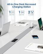Recessed Power Strip USB C PD 30W Fast Charging,Flush Mount Desk Recessed Outlet,Space-Saver for Furniture Side Table,2 USB Ports,2 AC Outlets,6ft Cord,Ultra Thin Flat Plug