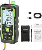 Laser Measuring Tool 3-in-1, Huepar 165 Ft Laser Measure & 33 Ft Green Cross Line Laser Level & 6.5 Ft Tape Measure, Rechargeable, Voice Broadcast, Multi-Mode, Rugged for Construction&Home Use, SW-T50