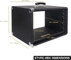 Sound Town Vintage 6U Amp Rack Case, 12.5" Depth with Rubber Feet, Dust Cover, Kickstand, Black (STVRC-6BK)