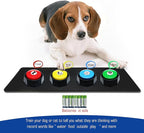 ANLIKY Recordable Buttons, Dog Buttons for Communication, Pack of 4 Colored Buzzers with Mat & 30 Scene Stickers 15 Custom Stickers. Non-Slip Stickers Inside