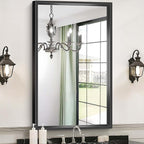 Bathroom Mirror, 40x24 Inch Brushed Black Rectangle Mirror, 0.6" Thickened Deep Metal Framed Vanity Mirrors for Bathroom Sink, Shatterproof Tempered Glass, Antirust, Horizontally or Vertically