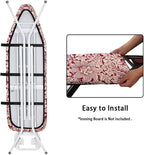 ZCFYGDX Vintage Red Floral Print Ironing Board Cover with Elastic Edge 3 Bottom Nylon Buckle Straps Breathable Resist Scorch Staining Suitable for Size-L Iron Board House William Morris Decor