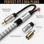 Elecan Premium RCA Cable 8 Ft (Hi-Fi Sound-16 AWG-Shielded) 2 RCA Male to 2 RCA Male Stereo Audio Cable, Gold Plated-Aluminum Alloy Shell-Pure Copper-Braided RCA Cord for Home Theater Speakers + Ties