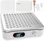 Nail Dust Collector | 1000PA Nail Vacuum Dust Collector | 10 Speed Levels | Low Noise & Strong Suction | Reusable Filter, 10 Pads + Nail Dust Brush| for Acrylic Nails, Salon & Home -White Diamond