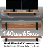 ULTRARM Moodular Wooden Monitor Stand 45.6” (116cm) Large Desk Organizer with Metal Slide Rails for Drawer, Tray, Laptop, Tablet, Phone & Headphones Customizable Riser for Organized Workspace Walnut