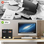 BALEINE File Organizer Box, Cardboard File Folder Organizer with Handle for Letter Size, Portable Collapsible Hanging Filing Box for Home Office Document Storage (2 Pack, Black)