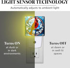 PODMemory Cardinal Stained Glass Night Lights Plug into Wall for Room, Cardinals Night Light LED for Bedroom