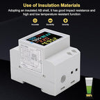 D52-2066 Single Phase Energy Meter with LCD Display Din Rail Electricity Usage Monitor for Voltage Current Power KWh Frequency Power Factor - 220V AC 40V-300V 100A Household & Industrial Use
