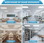 Msbfi 2x4 LED Flat Panel Lights Drop Ceiling Light Fixture 5000K 4000K 3000K Selectable 0-10v Dimmable, 30-40-50W 24x48 LED Light Fixture 100-277V for Office Ceiling Lighting Fixture ETL/DLC 6 Pack
