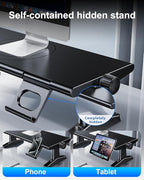 Computer Monitor Stand Riser for Desk with Usb Hub Charging,30W/5Gbps Usb C Docking Station with Power,4.5-6.3''Freely Height Adjustable with Phone Holder,Monitor Stands Riser for PC,Laptop,Printer,TV