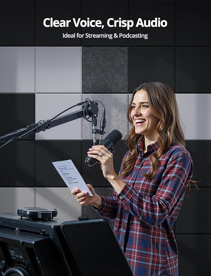 Square Acoustic Wall Panels, Sound Absorbing Panels for Walls, Ceiling, Doors, 12 Pack 12"x12"x0.4" Decorative Black Acoustic Tiles for Recording Studio, Office, Room, Home