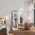 FORBATH 55x36 Inch Silver Bathroom Mirror for Over Sink, Large Rectangular Wall Mirror with Metal Frame, Rounded Corners for Bathroom, Bedroom, Entryway Decor (Horizontal or Vertical)