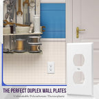 ENERLITES Duplex Wall Plates Kit, Electrical Outlet Covers, Standard Size 1-Gang 4.50" x 2.76", Unbreakable Polycarbonate Thermoplastic, Electric Receptacle Plug Covers, 8821-W-5PCS, White (5 Pack)