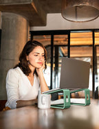 SOUNDANCE Laptop Stand, Aluminum Computer Riser, Ergonomic Laptops Elevator for Desk, Metal Holder Compatible with 10 to 15.6 Inches Notebook Computer, Green