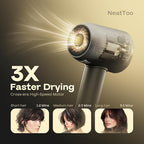NeatToo Turbo Pro Hair Dryer | 3 Speed Settings with LCD Display | 500M Negative Ions for Smooth Shine | 160,000 RPM Brushless Motor | 1500W Fast Drying, Low Noise & Lightweight Blow Drye
