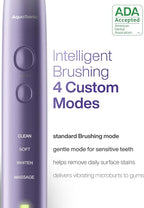 Aquasonic Vibe Series Ultra-Whitening Toothbrush – ADA Accepted Electric Toothbrush - 8 Brush Heads & Travel Case – 40,000 VPM Motor & Wireless Charging - 4 Modes w Smart Timer – Satin Violet